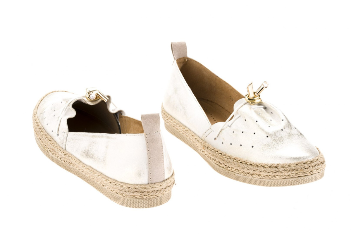 Espadryle damskie Maciejka 03508-25/00-5 złoto przecierka wciągane miękka włoska skóra Espadryle damskie Maciejka 03508-25/00-5 złoto przecierka wciągane miękka włoska skóra