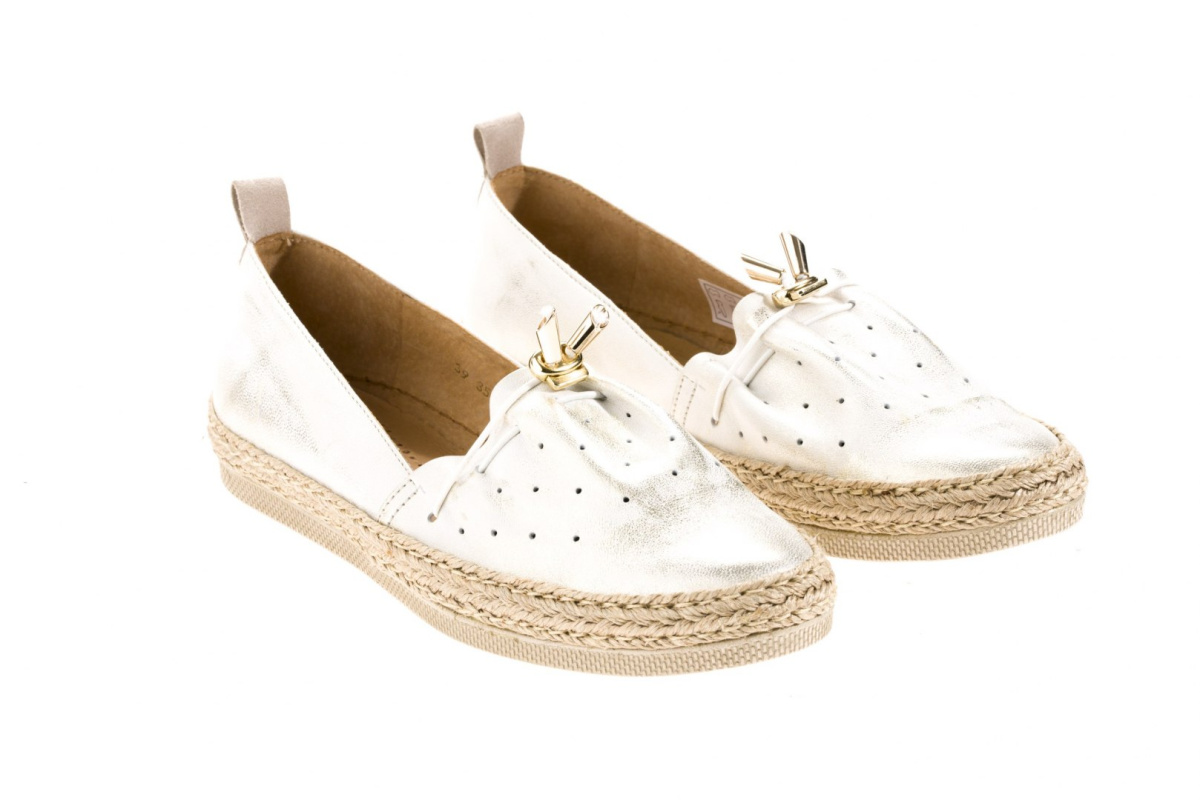 Espadryle damskie Maciejka 03508-25/00-5 złoto przecierka wciągane miękka włoska skóra Espadryle damskie Maciejka 03508-25/00-5 złoto przecierka wciągane miękka włoska skóra