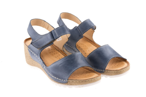 Sandały damskie Wasak 0474 jeans skóra zapinane na rzepy przyszywane podeszwy Sandały damskie Wasak 0474 jeans skóra zapinane na rzepy przyszywane podeszwy