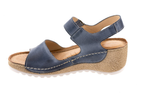Sandały damskie Wasak 0474 jeans skóra zapinane na rzepy przyszywane podeszwy Sandały damskie Wasak 0474 jeans skóra zapinane na rzepy przyszywane podeszwy