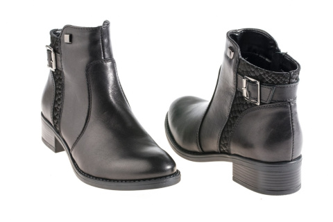 Botki damskie Dolce Pietro 0892-001-03-5 czarny+wąż ozdobna klamra suwak w cholewce Botki damskie Dolce Pietro 0892-001-03-5 czarny+wąż ozdobna klamra suwak w cholewce