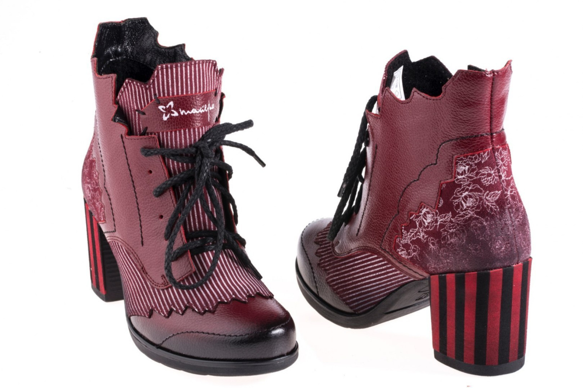 Botki damskie Maciejka 03190-23/00-3 bordo kreski Botki damskie Maciejka 03190-23/00-3 bordo kreski