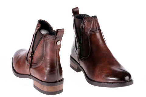 Botki damskie Sabatina DM20-224 brown dwa suwaki Botki damskie Sabatina DM20-224 brown dwa suwaki