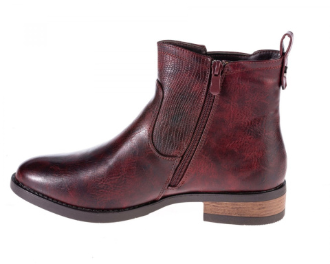 Botki damskie Sabatina DM20-224 burgundy dwa suwaki Botki damskie Sabatina DM20-224 burgundy dwa suwaki