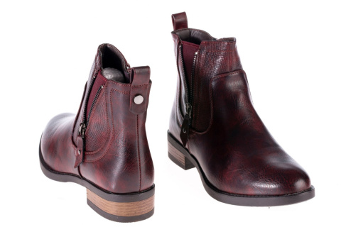 Botki damskie Sabatina DM20-224 burgundy dwa suwaki Botki damskie Sabatina DM20-224 burgundy dwa suwaki