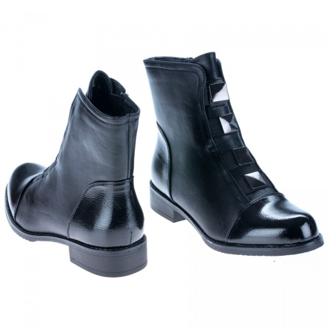 Botki damskie sabatina DM 25-03 black gustowne ozdoby z przodu cholewki Botki damskie sabatina DM 25-03 black gustowne ozdoby z przodu cholewki
