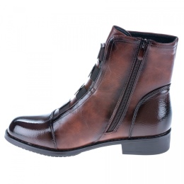 Botki damskie sabatina DM 25-03 brown gustowne ozdoby z przodu cholewki