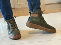 Botki damskie Ravini vt66 dark oline-tan/zielony/