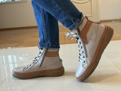 Botki damskie Ravini vt66 silver grey-tan/beż/