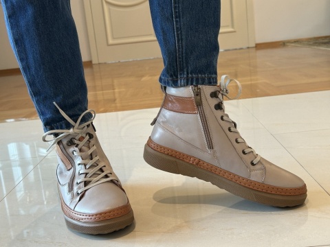 Botki damskie Ravini vt66 silver grey-tan/beż/