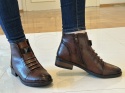 Botki damskie Sabatina DM 25-08 brown suwak gumka i ozdoby w cholewce