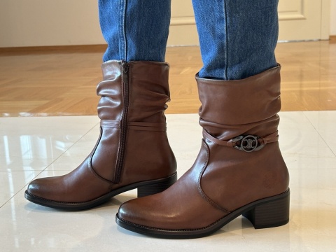 Botki damskie Sabatina DM 25-B01l brąz skóra