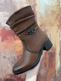 Botki damskie Sabatina DM 25-B01l brown suwak