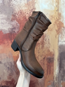 Botki damskie Sabatina DM 25-B01l brown suwak