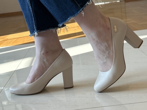 Czółenka damskie Sergio Leone PB 130 cielisty klasyczny styl wciągane
