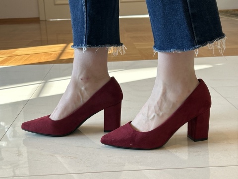 Czółenka damskie Sergio Leone PB 414 bordo mic klasyczny styl wciągane
