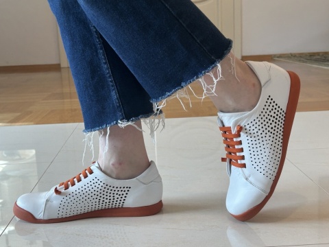 Półbuty damskie Ravini 1602 white/oranj